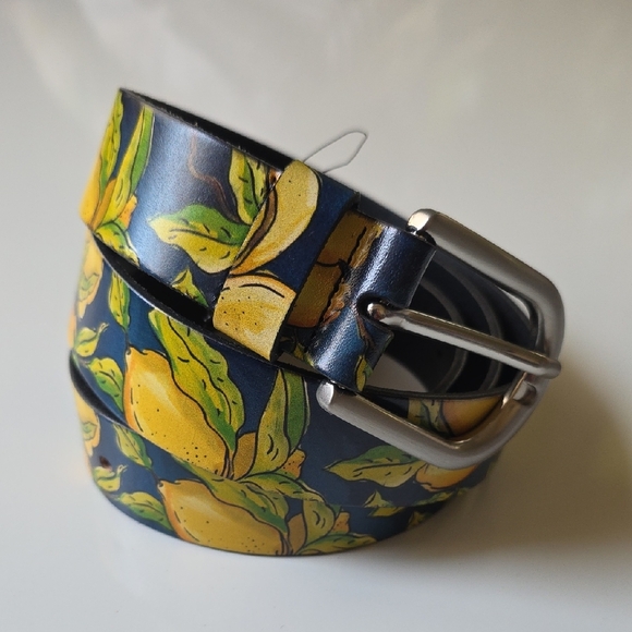 Patricia Nash Accessories - Patricia Nash Blue and‎ Yellow Floral Leather Belt